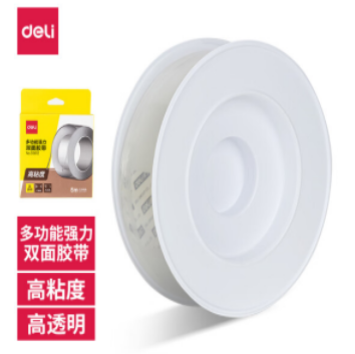 得力 33612 双面透明胶带(1mm*3cm*5m）(透明)(1卷/盒)