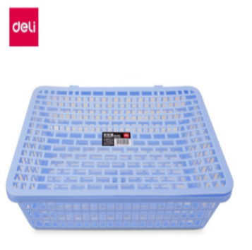 得力（deli）924 塑料公文篮文件篮资料筐 资料收纳篮 票据文件筐资料框 收纳盒带盖子