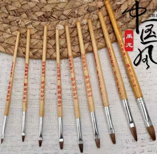 化妆笔 戏曲化妆用品全套化妆笔京剧越剧舞台花旦专用狼毫极细初学眉笔，9支/套
